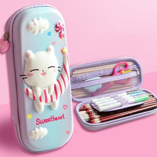 Jolie Boîte À Crayons 3d, Étui À Crayons Avec Animaux De Dessin Animé, Étui À Crayons Pour Filles, Boîte De Rangement De Fournitures Scolaires Pour Enfants