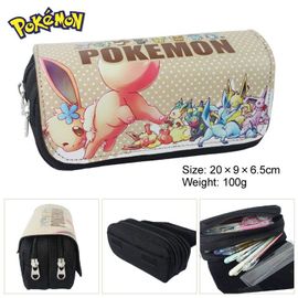 Pochette À Crayon À Double Fermeture Éclair, Porte Monnaie Pokemon, Grande Capacité, Double Couche, Boîte De Papeterie Anime, Fournitures Scolaires