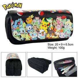 Pochette À Crayon À Double Fermeture Éclair, Porte Monnaie Pokemon, Grande Capacité, Double Couche, Boîte De Papeterie Anime, Fournitures Scolaires