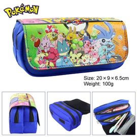Pochette À Crayon À Double Fermeture Éclair, Porte Monnaie Pokemon, Grande Capacité, Double Couche, Boîte De Papeterie Anime, Fournitures Scolaires