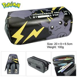 Pochette À Crayon À Double Fermeture Éclair, Porte Monnaie Pokemon, Grande Capacité, Double Couche, Boîte De Papeterie Anime, Fournitures Scolaires