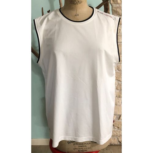 Débardeur Domyos Homme Dos Uni. , Taille L Matière : Sport Training Prg Couleur : Blanc,Liseré Noir, Bon État Général, Plus D’Étiquette