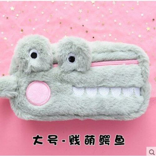 Crocodile - Sac À Crayons En Peluche Animal Mignon Lapin Panda Kawaii, Pochette À Crayons De Grande Capacité Pour Étudiant, Étui À Stylos, Fournitures Scolaires
