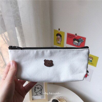 Ours Blanc - Sac  Crayons En Toile Brode, Jolie Bote De R...