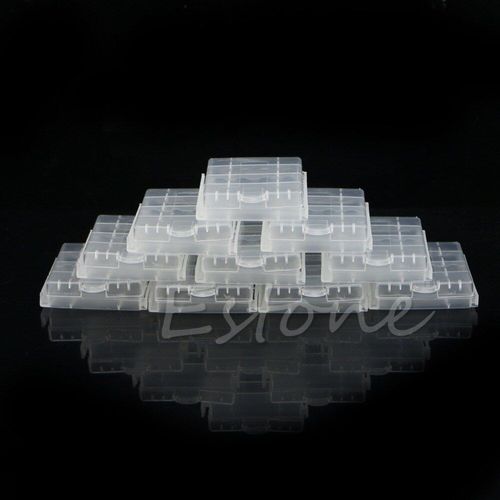 Boîte de rangement en plastique dur, 10 pièces, bleu blanc, piles AA / AAA
