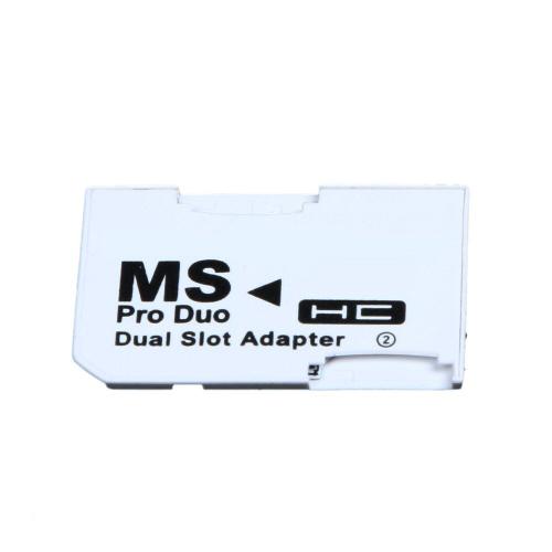 Adaptateur de carte mémoire à double fente, 2 cartes Micro SD HC, convertisseur Micro SD TF à Memory Stick MS Pro Duo pour carte PSP, étui blanc pour jeux