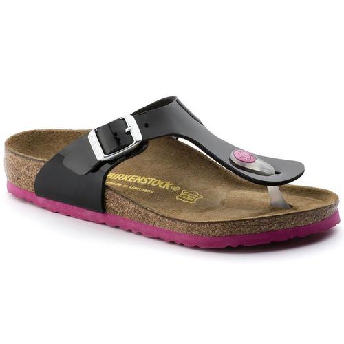 Birkenstock - Gizeh Kids Birko-Flor Narrow - Black Lack W/Pink Outsol