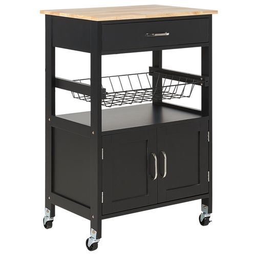 Chariot De Cuisine Bois Clair Et Noir Lugo