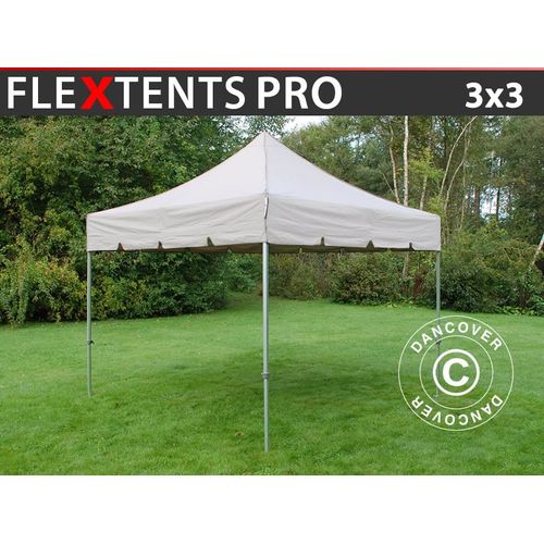 Tente Pliante Chapiteau Pliable Tonnelle Pliante Barnum Pliant Flextents Pro Peaked 3x3m Latte