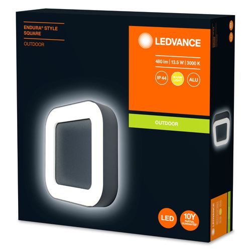 Ledvance Luminaires Led D'extérieure Pour Mur, Endura Style Square 13w, 220-240 V, Warm White, 3000 K, Ip44