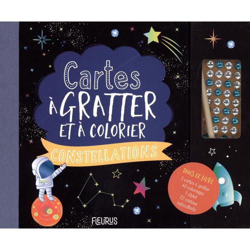 Cartes À Gratter Et À Colorier - Thème Constellations - 5 Cartes À Gratter, 40 Coloriages, 1 Stylet, 72 Cristaux Autocollants