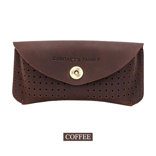 Café - Sac Pour Lunettes De Soleil En Cuir De Vache, Fait À La Main, Étui De Protection Pour Lunettes De Soleil, Boîte Pour Lunettes Portable, Rangement Pour Lunettes, Pochette À La Mode