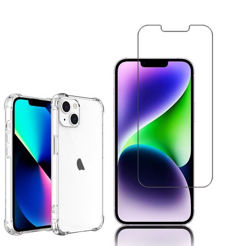 Coque Silicone Tpu Souple Pour Apple Iphone 14 Plus 6.7" Anti-Choc Ultra Résistant Avec Coins Renforcés - Transparent + 1 Film Verre Trempé - Transparent