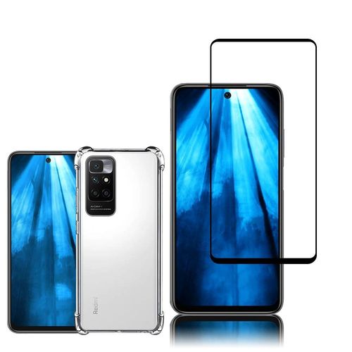 Coque Silicone Tpu Souple Pour Xiaomi Redmi 10 Prime 6.5" Anti-Choc Ultra Résistant Avec Coins Renforcés - Transparent + 1 Film Verre Trempé - Noir
