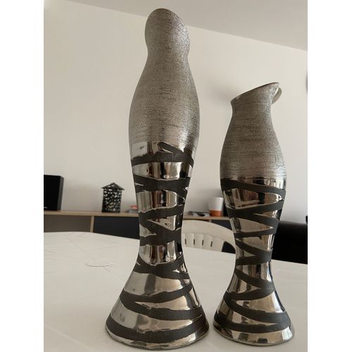 Vase en céramique argenté