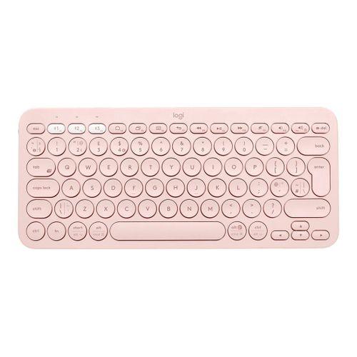 Logitech Clavier Bluetooth multi-appareils K380 - Clavier - sans fil - Bluetooth 3.0 - QWERTY - R.-U. - rose
