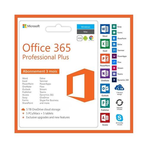 Microsoft Office 365 (Pc, Mac, Android, Ios, Chromebook) - Validité 3 Mois - A Télécharger - Livraison Rapide 7/7j