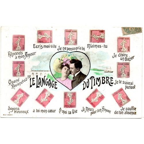 Carte Postale Ancienne Debut Xx Eme Siecle - Ecrite Et Timbree - Theme Homes - Femmes - Le Langage Du Timbre -9 Cm X 14 Cm