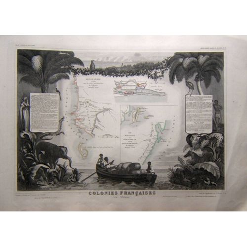 (Levasseur) Grande Carte Sénégambie, Madagascar. 1852 Afrique Tbe