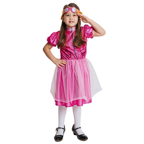 Déguisement Chien Aviateur Rose Fille - Taille: S 4-6 Ans (110-120 Cm)