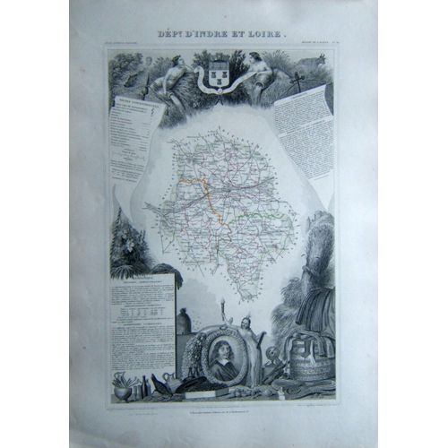 (Levasseur) Carte Département De L'indre Et Loire. 1852 Centre Val De Loire Tbe
