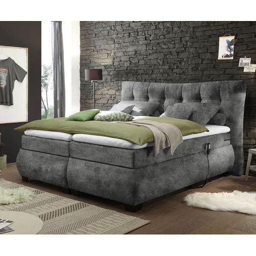 Lit Darleene Microvelours Gris 180 X 200 Cm Avec Moteur