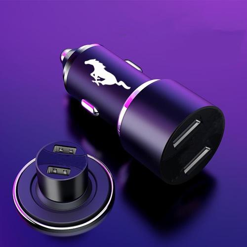 Chargeur De Voiture - Câble Usb 3a Brillant Led Pour Recharge Rapide, Compatible Avec Iphone 11/12 Pro/Max/Xs/Xr/X/Se/8/7, Ford Mustang/Gt/Shelby