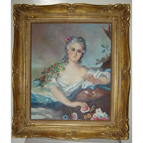 Tableau Rare Ancien Portrait D'anne Henriette De France Flore.