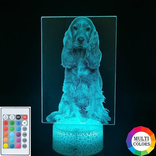 Lampe LED 3D USB avec capteur de nuit en acrylique pour chien, Cocker anglais, veilleuse d'ambiance, cadeau d'anniversaire pour enfants