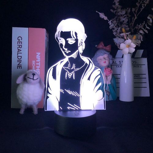 Lampe Led 3d Avec Base En Lave, Figurine Eren Jaeger En Acrylique, Veilleuse De Bureau Attaque Sur Les Titans, Cadeau Pour Enfants