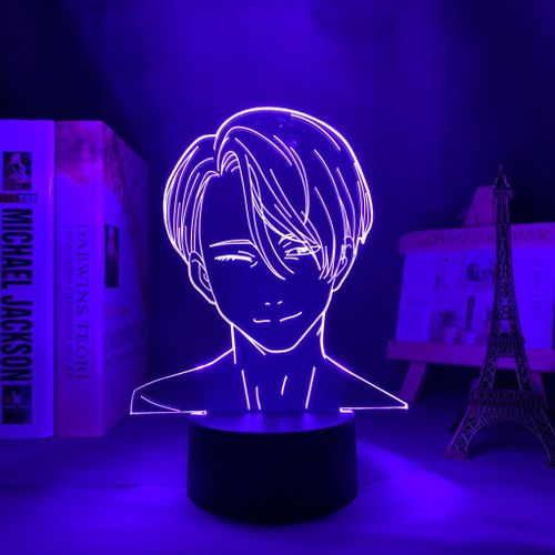 Lampe Led Yuri On Ice Victor Nikiforov, Veilleuse Pour Chambre À Coucher, Cadeau D'anniversaire, Anime, Lampe 3d Victor Yuri On Ice