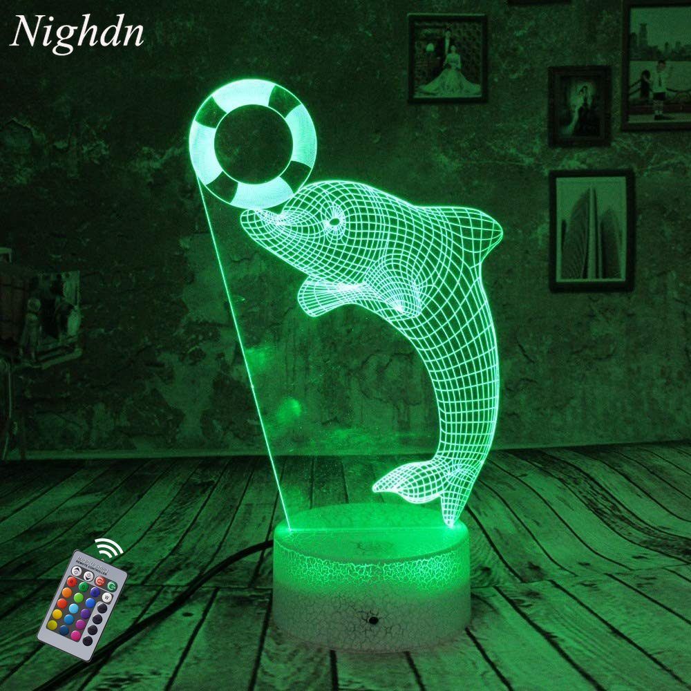 Nighdn-Lampe de table de chevet à LED colorée 3D, lampe de discussion USB,  décor de