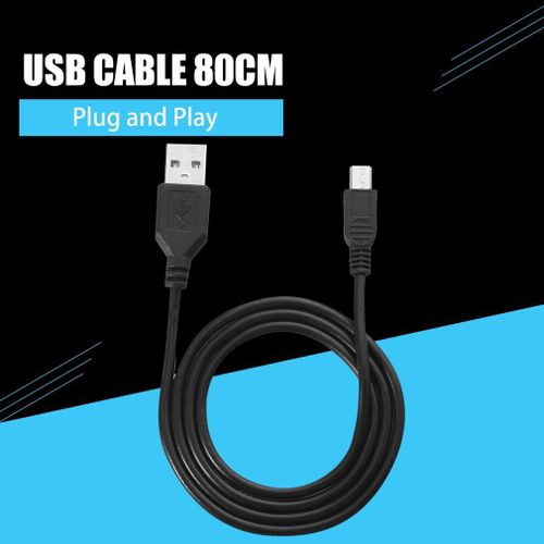 Câble de chargement USB 2.0 mâle haute vitesse de 80cm vers Mini B appareils photo numériques à 5 broches données interchangeables à chaud câbles de chargeur noirs fournitures