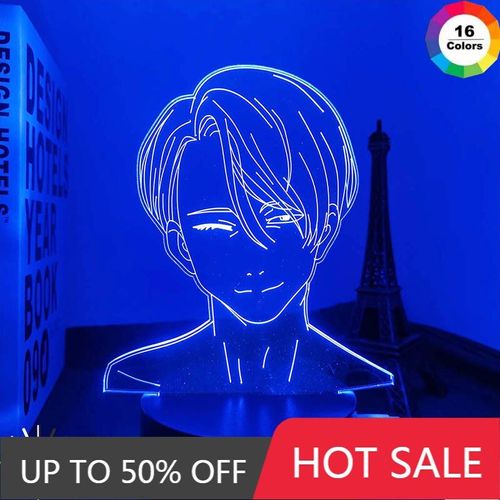 Lampe Led Yuri On Ice Victor Nikiforov, Veilleuse Pour Chambre À Coucher, Cadeau D'anniversaire, Anime, Lampe 3d Victor Yuri On Ice
