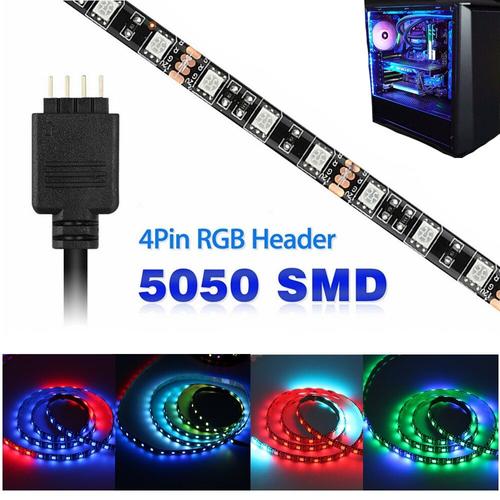 Bande Lumineuse Led Smd 5050 Rgb À 4 Broches, Compatible Avec Asus Aura Asrock, Compatible Avec Boîtier D'ordinateur Modding, Dc 12v, 4 Broches