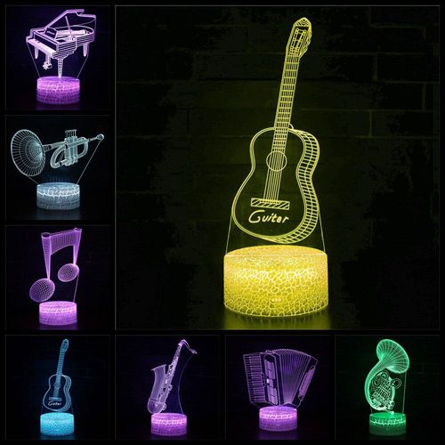 Divers Instruments Musicaux, Notes De Musique, Veilleuse Led, Violon, Piano, Guitare, Décoration De Chambre D'enfant, Lumières 3d