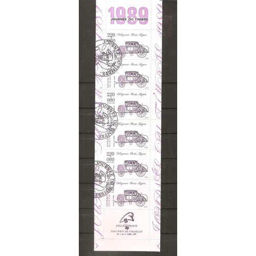 Bc 2578a (1989) Bande Journée Du Timbre (Diligence Paris-Lyon) Oblitérée (Cote 8e) (Bloc)