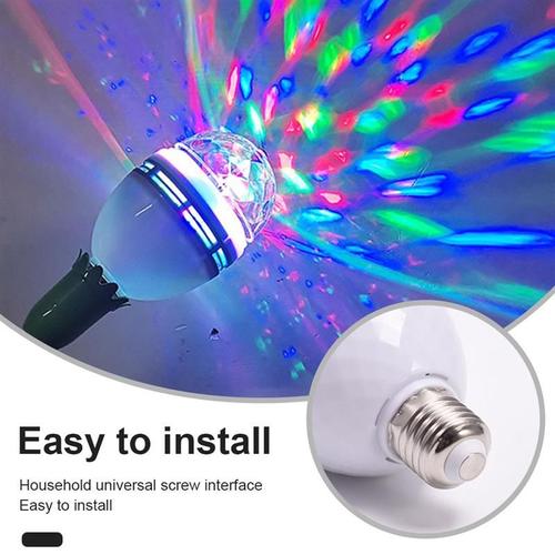 Ampoule Led E27 3w Rgb, Projecteur De Couleur Magique, Lumière De Scène Rotative Automatique, Flexible, Adaptateur Pour Fête Ktv Disco