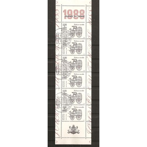 Bc 2526a (1988) Bande Journée Du Timbre Voiture Montée Oblitérée (Cote 8e)