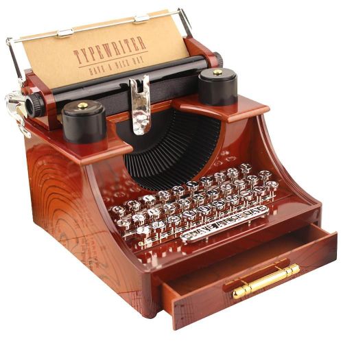 Boîte À Musique En Bois Pour Enfants, Machine À Écrire, Horloge, Créative, Rétro, Bureau, Décoration, Maison, Bureau, Boîte À Musique, Jouet, Cadeau De Noël