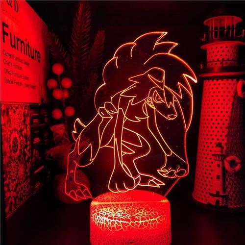 Lampe Led 3d Pokemon Lycanroc, Veilleuse, 7 Couleurs Changeantes, Épée Et Bouclier Pokemon, Pour La Décoration De La Maison