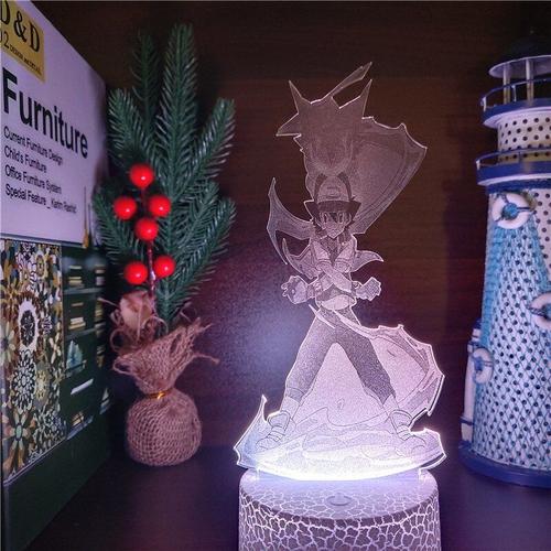 Veilleuses Pokemon Ash Ketchum Greninja 3d, Anime, 7 Couleurs Changeantes, Lampe Led Pour Décoration De Chambre À Coucher