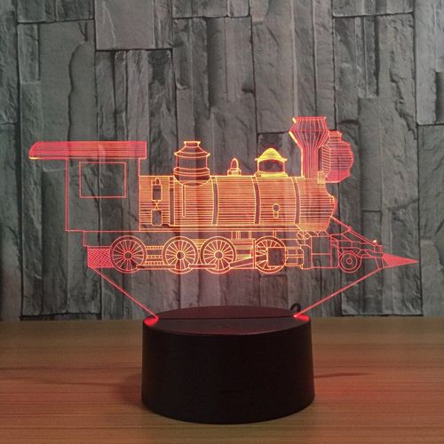Lampe Led 3d D'illusion Visuelle Pour Train, Locomotive, Ancien, Veilleuse Transparente En Acrylique, Couleur Changeante, Ampoule De Table