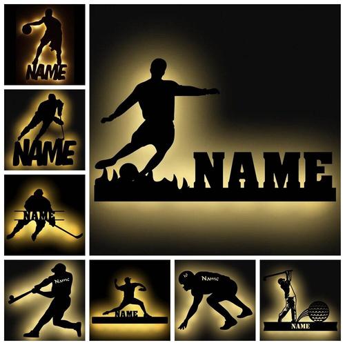 Applique Murale Led Usb Personnalisée Pour Le Sport, Luminaire Décoratif D'intérieur, Avec Nom, Pour La Chambre D'un Enfant, Le Basket-Ball, Le Football, Le Hockey, Le Baseball