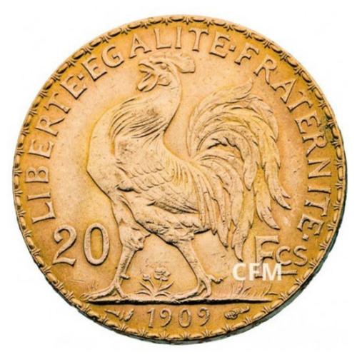 Pièce De 0,20 Cts Francs En Or De 1909