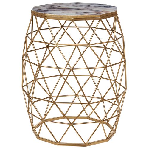Table D'appoint Halsey Effet Marbre Doré