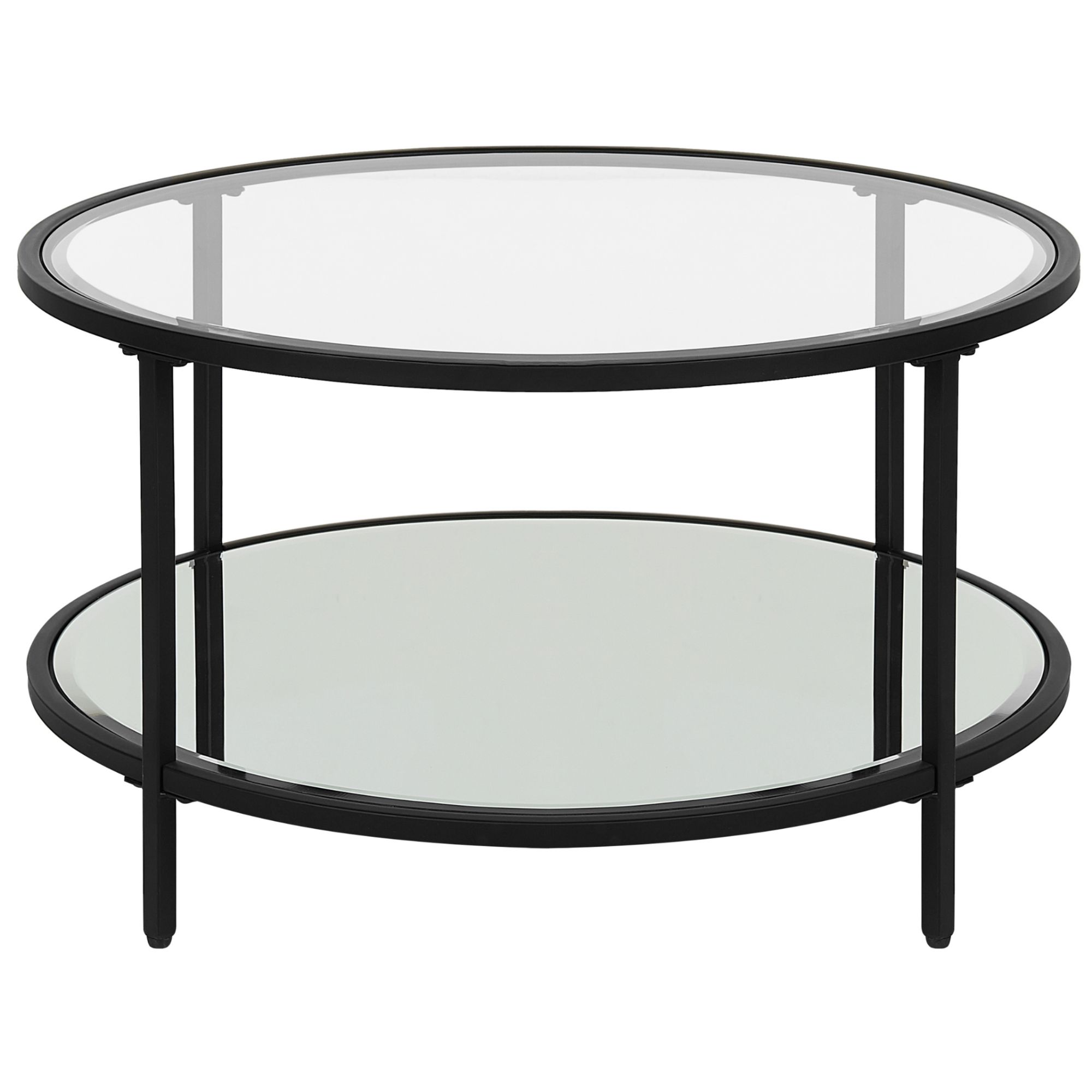 Table Basse Verre Et Acier Noir Ronde Birney