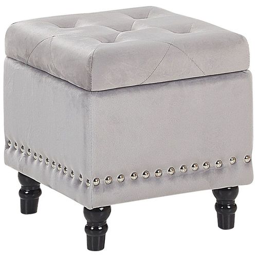 Pouf De Rangement Capitonné En Velours Gris Clair Loretto