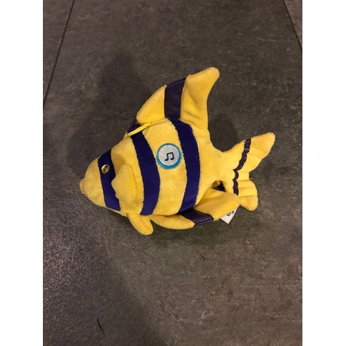 Doudou Poisson Jaune Et Bleu Rayé Musicale Gipsy Aquarious 20cm