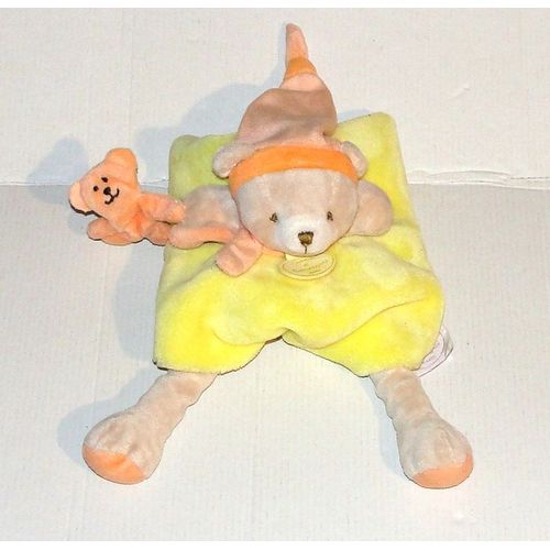 Doudou Ours Jaune Capuche Orange Doudou Et Compagnie